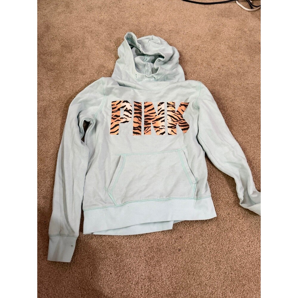 Vintage Victorias Secret PINK Light Blue Hoodie Size Medium